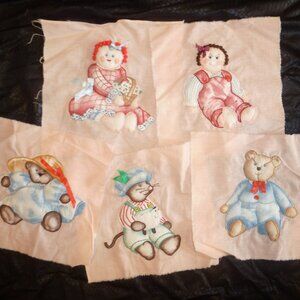 Custom Embroidered Quilt Squares 5 pieces